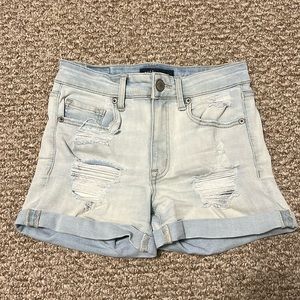 Light Blue Distressed Denim Jean Shorts Aeropostale High Rise Midi